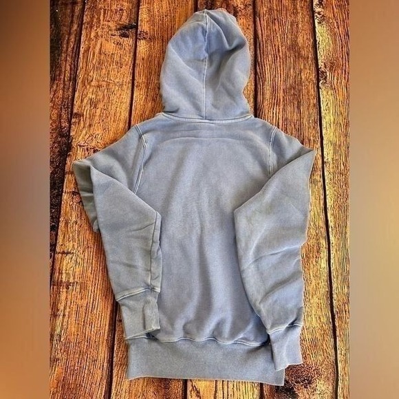 Vintage Champion Reverse Weave Hoodie Women's  XS Blue Sweatshirt Logo C Sweater - Picture 7 of 12